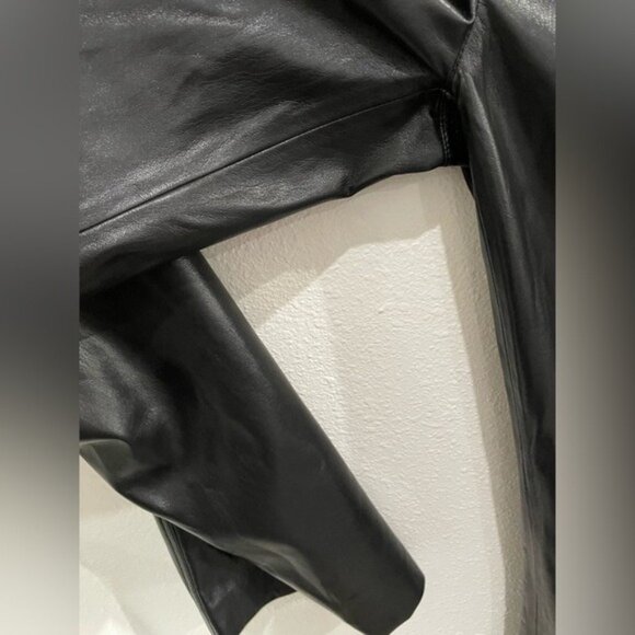 Alice + Olivia Vegan Leather Wide Leg Pants Black Chic Baggy Low Rise Designer - Picture 5 of 12